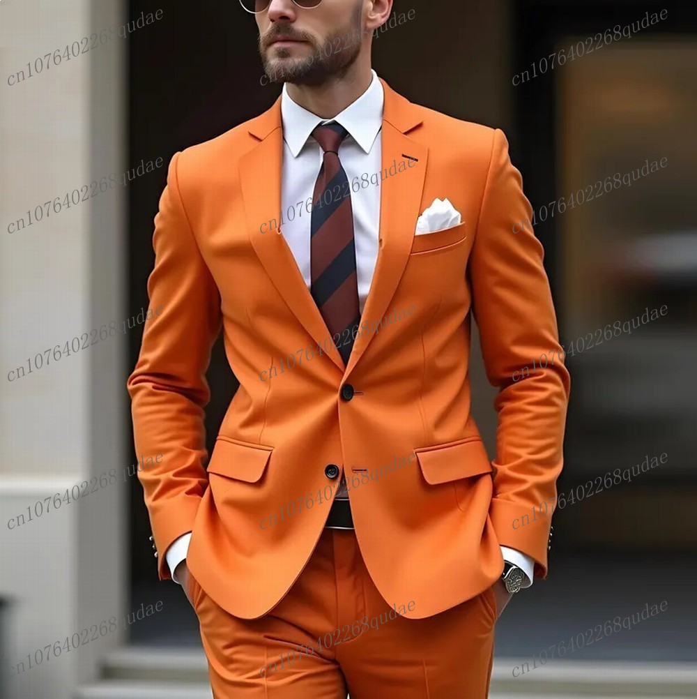 Formal Wear Jersey For Men - New Orange Men Suit Formal Occasion