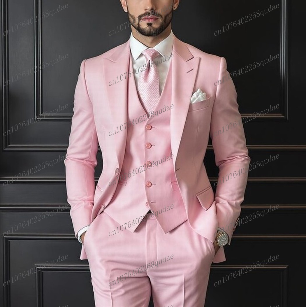 Formal Wear Jersey For Men - Pink Formal Occasion Men Suit Wedding