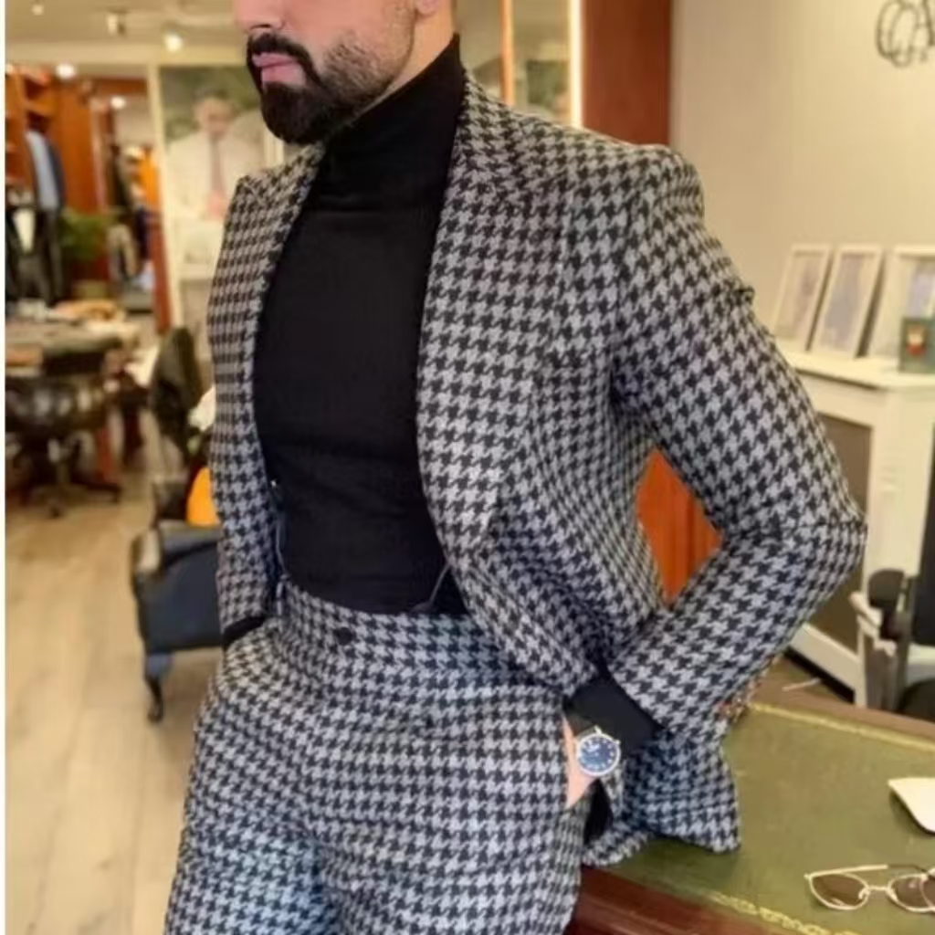 Houndstooth Vintage Men's Suit - Men'S Formal Wear In Wedding 评论和价格