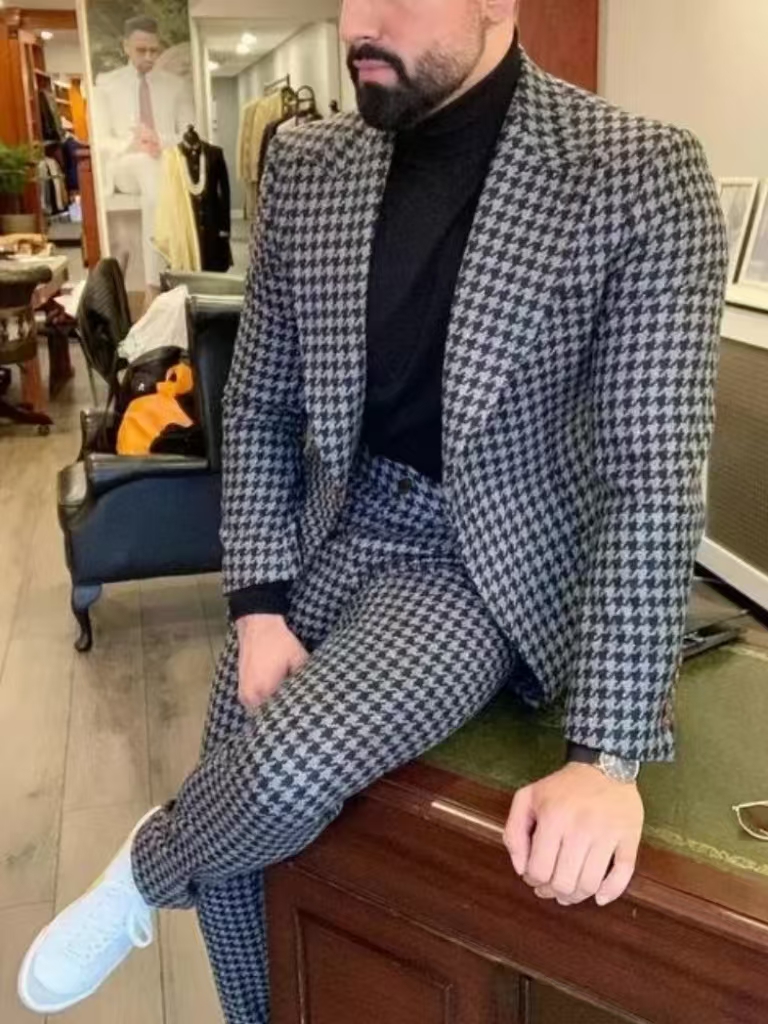 Houndstooth Vintage Men's Suit - Men'S Formal Wear In Wedding 评论和价格