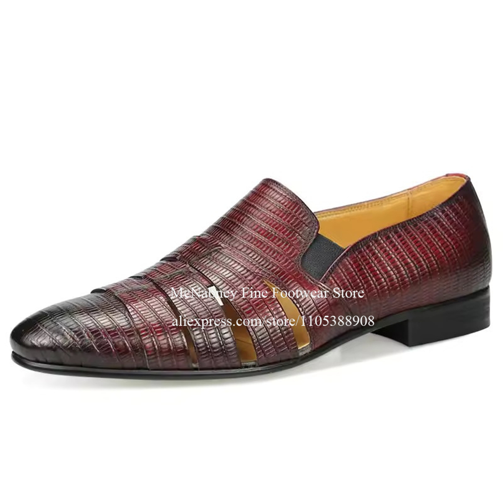 Breathable Cutout Burgundy Bla - Men'S Formal Wear In Wedding 评论和价格