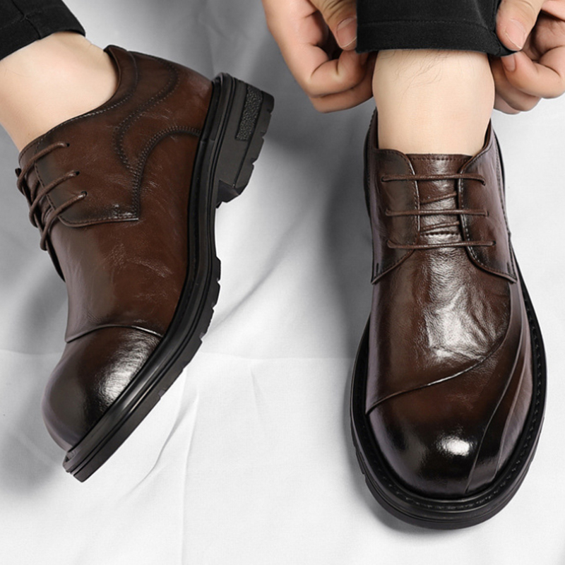 Brown Burnished Genuine Leathe - Men'S Formal Wear In Wedding 评论和价格
