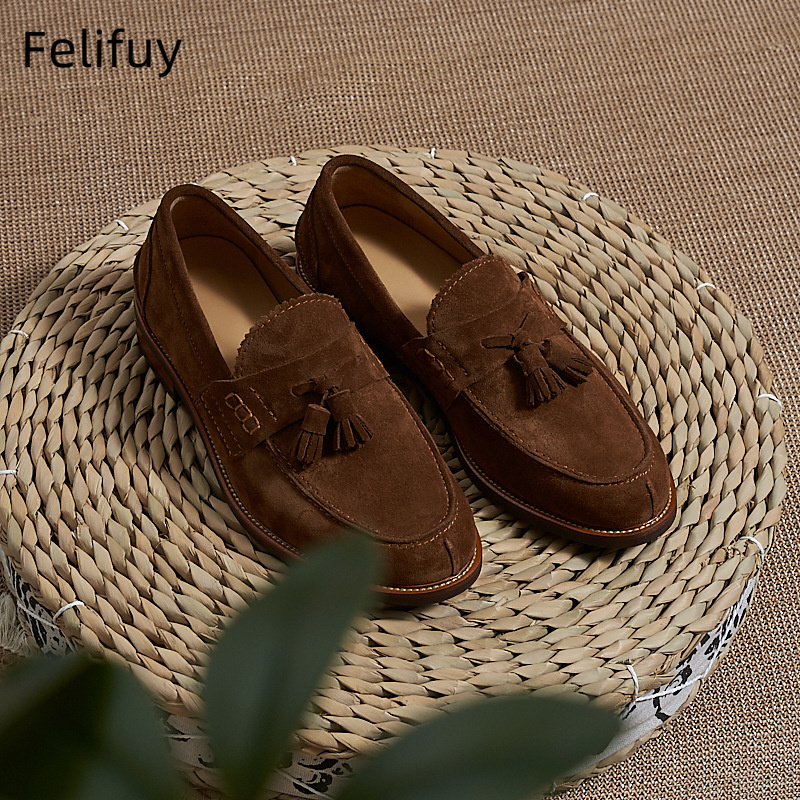 New Brown Men Flat Loafers Cow - Men'S Formal Wear In Wedding 评论和价格