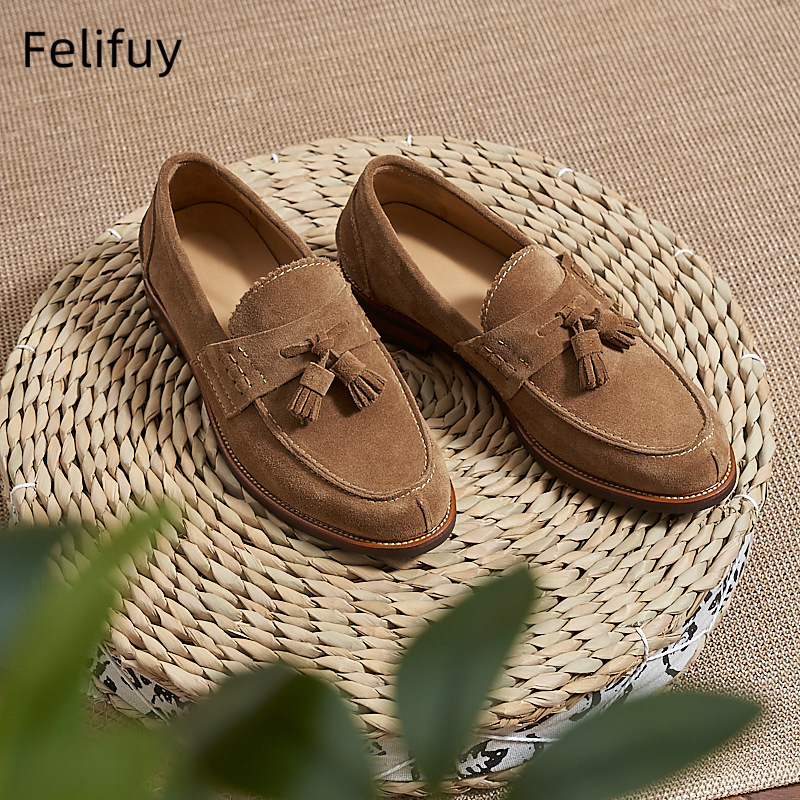 New Brown Men Flat Loafers Cow - Men'S Formal Wear In Wedding 评论和价格