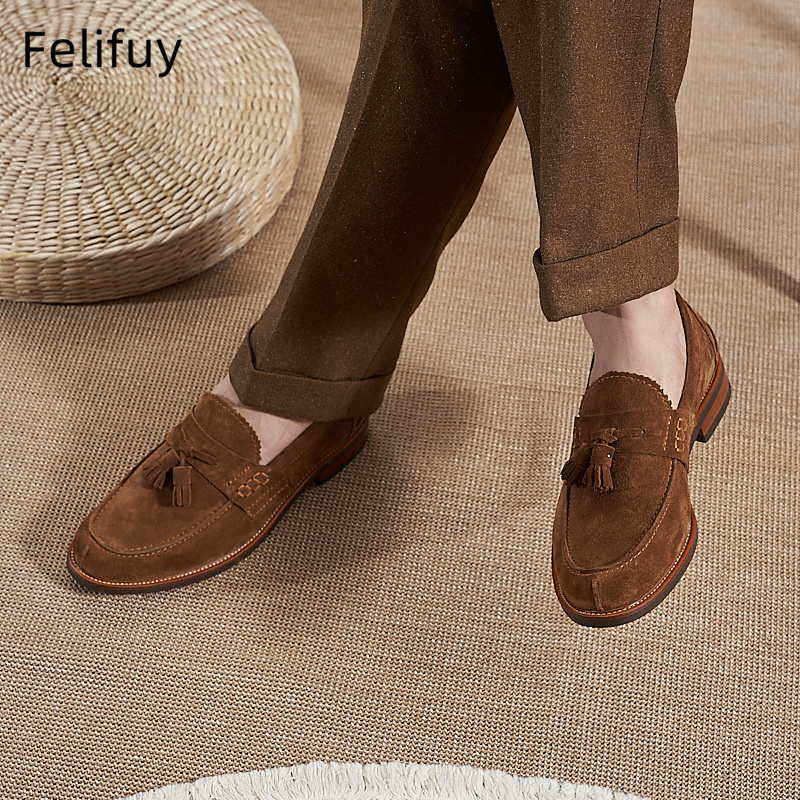 New Brown Men Flat Loafers Cow - Men'S Formal Wear In Wedding 评论和价格