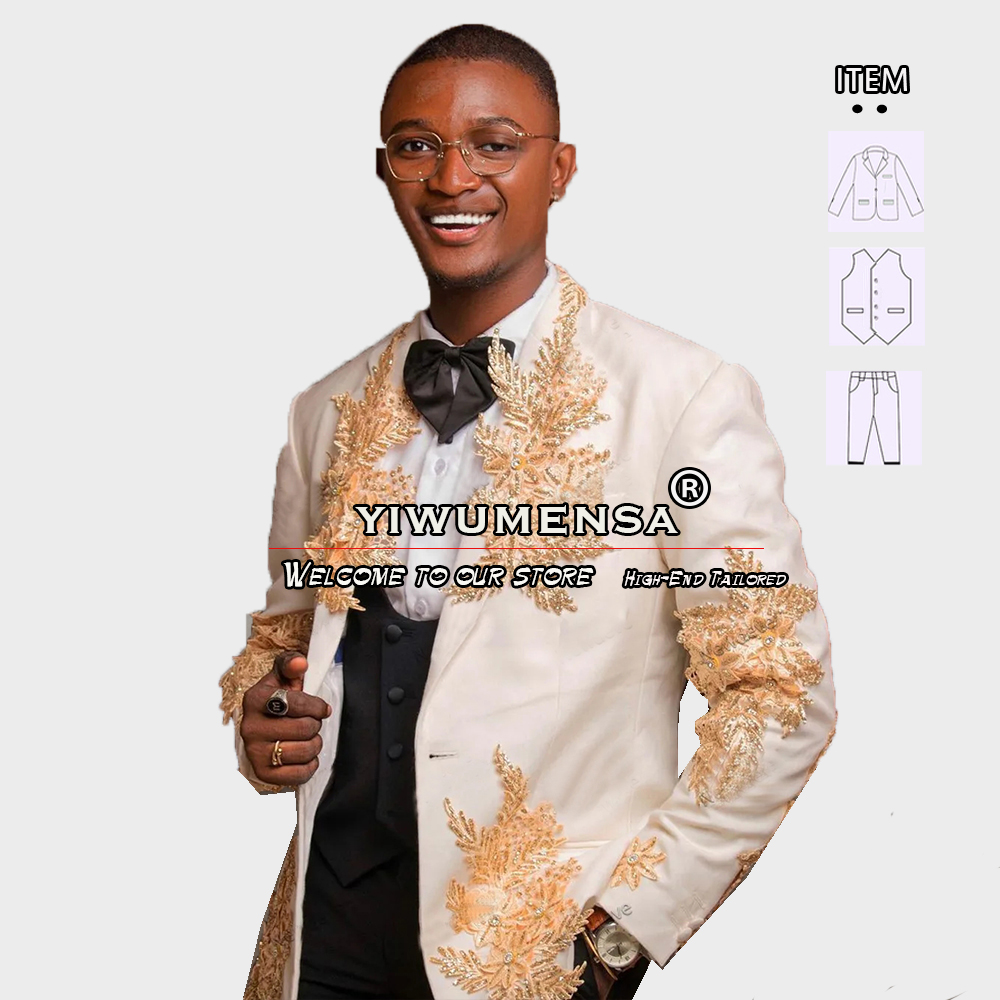 Customized 3 Pieces Suits Men  - Men'S Formal Wear In Wedding 评论和价格